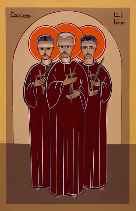 The Three Blessed Massabki Brothers Maronite icon